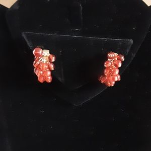 Vintage  clip on earrings red beads